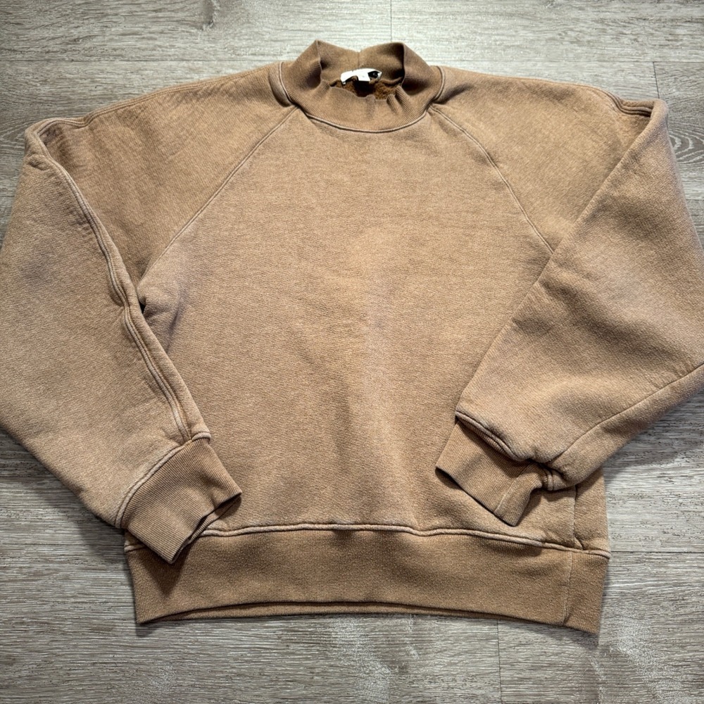AGOLDE Sweater Womens S Brown Cotton Tarron Mock Neck Quiet Comfort USA Lounge